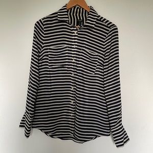 Jcrew Navy and White Stripe Blouse Size XS
